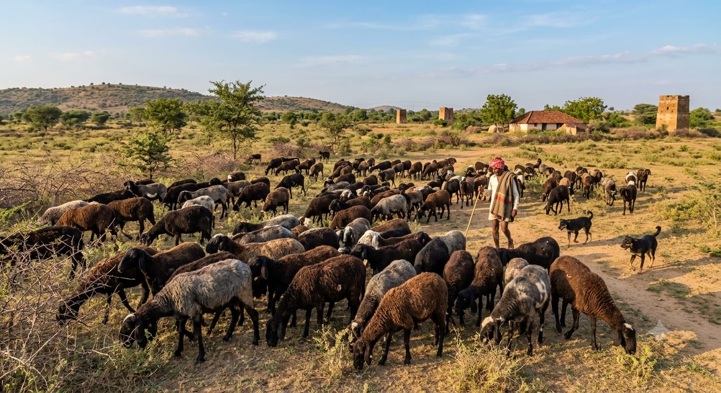 Outdoor livestock paddock at SA Livestock Hub in Haveri