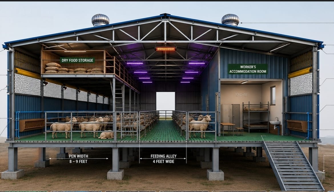 SA Livestock sheep and goat shed in Haveri, Karnataka